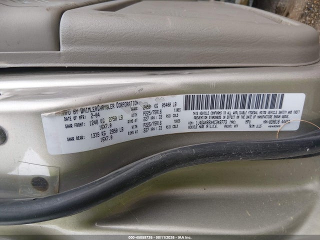 2004 Jeep Grand Cherokee Laredo მანქანა იყიდება აუქციონზე, vin: 1J4GW48SX4C349773, აუქციონის ნომერი: 45859726