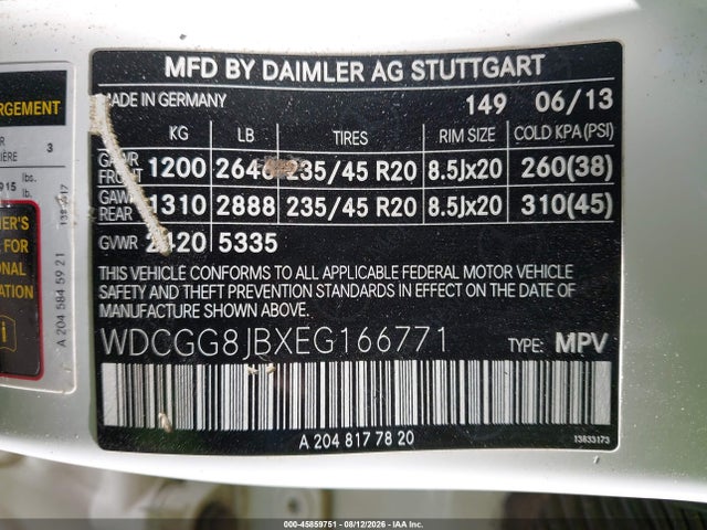 WDCGG8JBXEG166771 Mercedes-Benz Glk 350 4matic