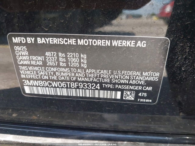 Aukcja sprzedaży 2026 Bmw 330i Xdrive Na, vin: 3MW89CW06T8F93324, numer aukcji: 45859821