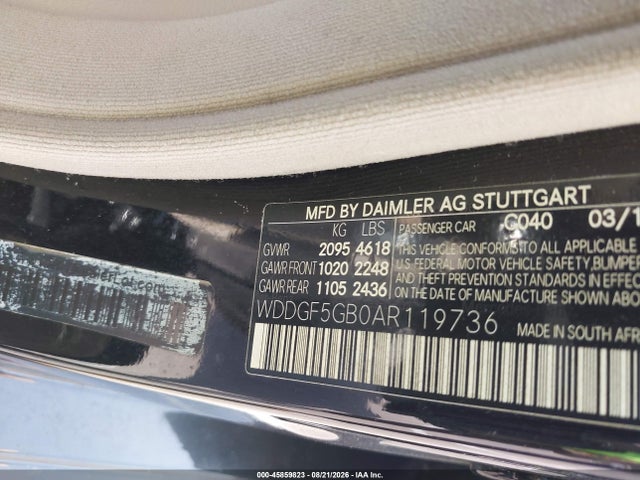 45859823 :رقم المزاد ، WDDGF5GBOAR119736 vin ، 2010 Mercedes-benz C 350 Sport مزاد بيع