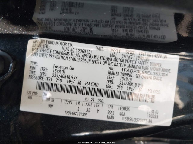 2014 Ford Focus St მანქანა იყიდება აუქციონზე, vin: 1FADP3L95EL367304, აუქციონის ნომერი: 45859824