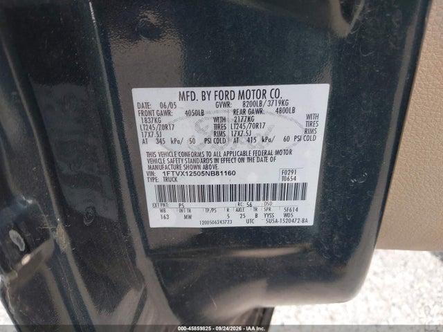 Aukcja sprzedaży 2005 Ford F-150 Lariat/xl/xlt, vin: 1FTVX12505NB81160, numer aukcji: 45859825