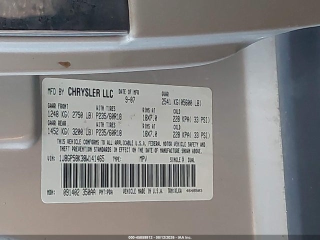 Продаж на аукціоні авто 2008 Jeep Liberty Limited Edition, vin: 1J8GP58K38W141465, номер лоту: 45859912