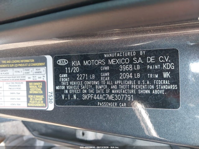 Продажа на аукционе авто 2021 Kia Forte Gt, vin: 3KPF44AC7ME307791, номер лота: 45859935
