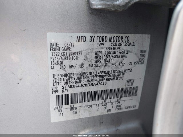 Продаж на аукціоні авто 2013 Ford Edge Sel, vin: 2FMDK4JC8DBA47028, номер лоту: 45859976