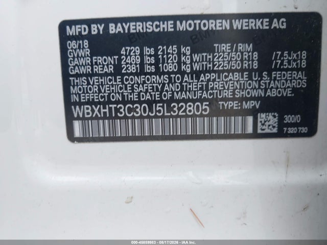 Продаж на аукціоні авто 2018 Bmw X1 Xdrive28i, vin: WBXHT3C30J5L32805, номер лоту: 45859983