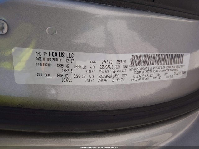 Продаж на аукціоні авто 2018 Chrysler Pacifica Touring L, vin: 2C4RC1BG8JR178311, номер лоту: 45859991