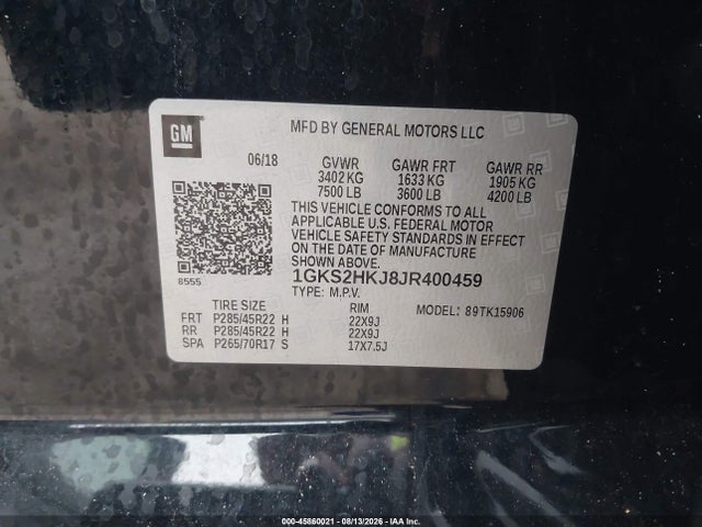 Aukcja sprzedaży 2018 Gmc Yukon Xl Denali, vin: 1GKS2HKJ8JR400459, numer aukcji: 45860021