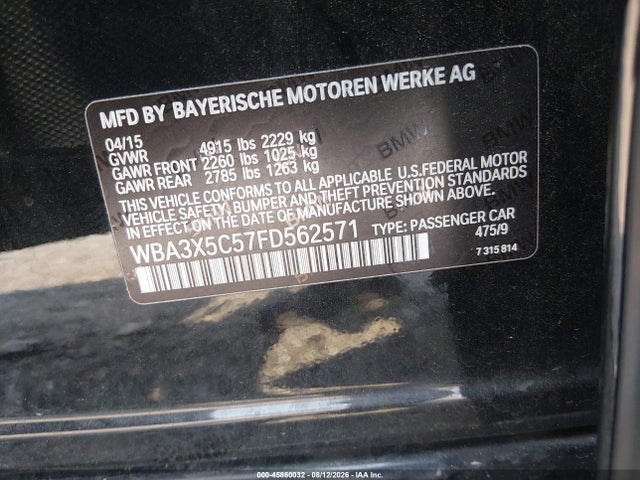 Aukcja sprzedaży 2015 Bmw 328i Gran Turismo Xdrive, vin: WBA3X5C57FD562571, numer aukcji: 45860032