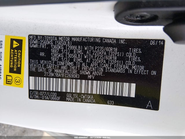 Продажа на аукционе авто 2015 Lexus Rx 350, vin: 2T2BK1BA1FC269083, номер лота: 45860047