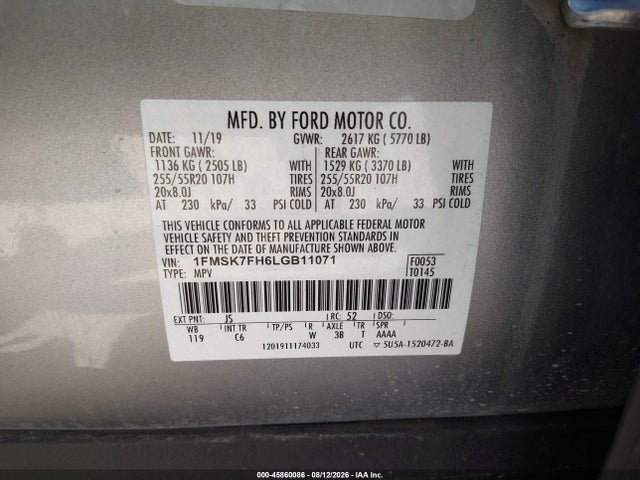 1FMSK7FH6LGB11071 Ford Explorer Limited