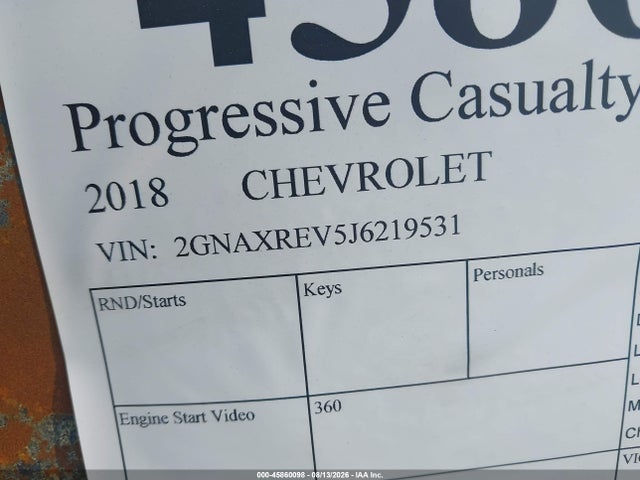 Продаж на аукціоні авто 2018 Chevrolet Equinox Ls, vin: 2GNAXREV5J6219531, номер лоту: 45860098