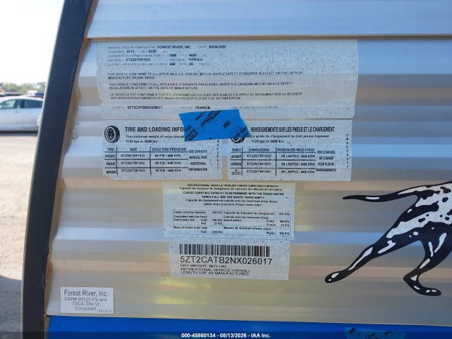 Aukcja sprzedaży 2022 Coachmen Catalina, vin: 5ZT2CATB2NX026017, numer aukcji: 45860134