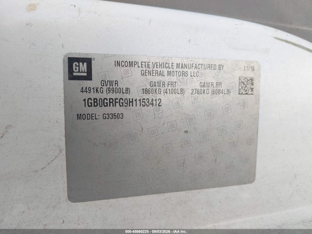 Aukcja sprzedaży 2017 Chevrolet Express Cutaway Work Van, vin: 1GB0GRFG9H1153412, numer aukcji: 45860225