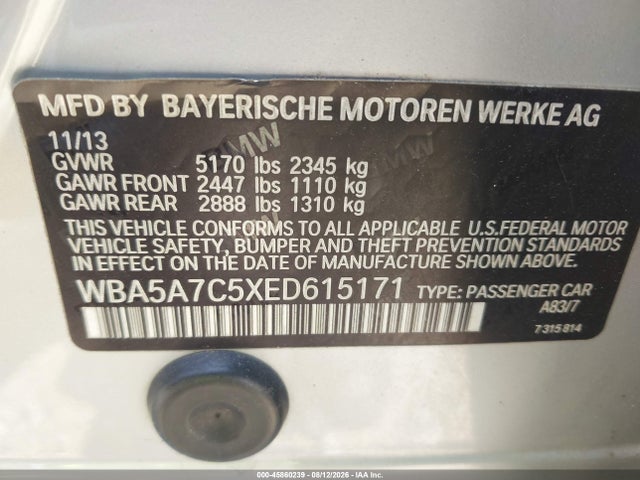 Aukcja sprzedaży 2014 Bmw 528i Xdrive, vin: WBA5A7C5XED615171, numer aukcji: 45860239