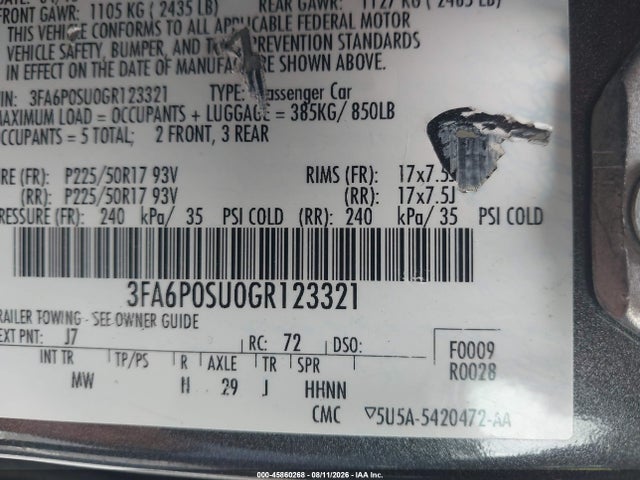 Ford Fusion Energi Titanium 2016 3FA6P0SU0GR123321 Image 9