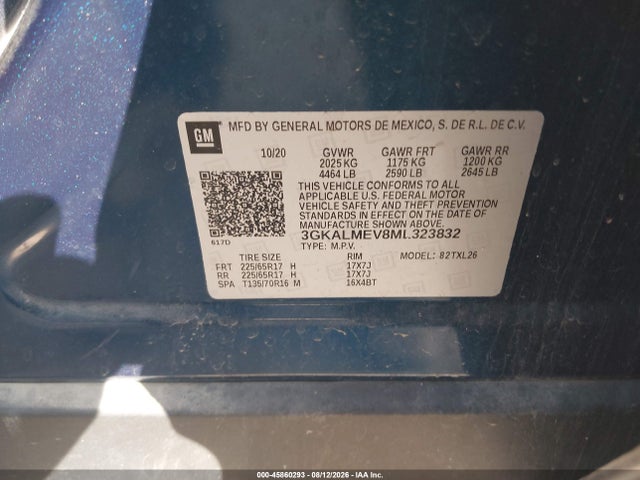 Aukcja sprzedaży 2021 Gmc Terrain Fwd Sle, vin: 3GKALMEV8ML323832, numer aukcji: 45860293