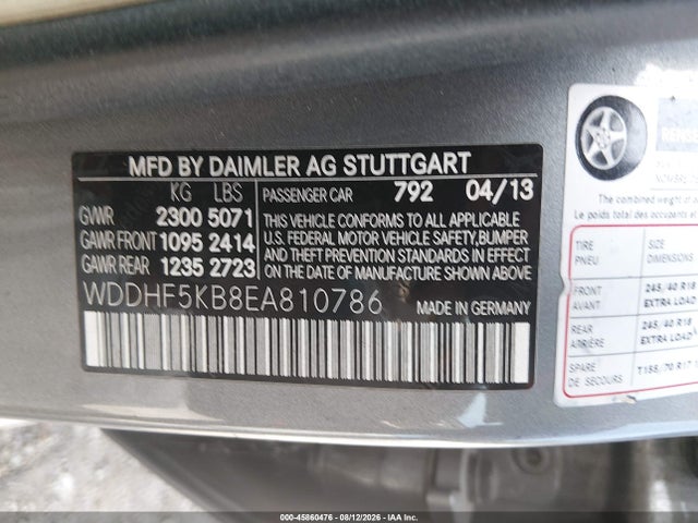 2014 Mercedes-benz E 350 მანქანა იყიდება აუქციონზე, vin: WDDHF5KB8EA810786, აუქციონის ნომერი: 45860476