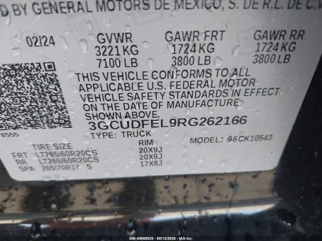 3GCUDFEL9RG262166 Chevrolet Silverado 1500 4wd Short Bed Lt Trail Boss