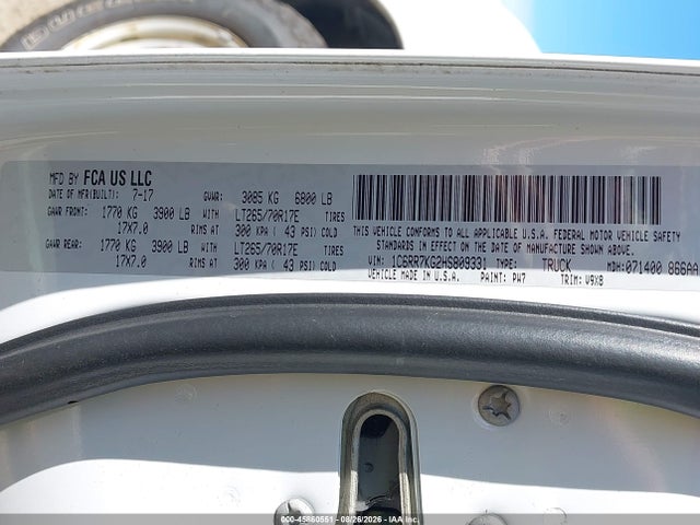 Auction sale of the 2017 Ram 1500 Tradesman  4x4 5'7 Box, vin: 1C6RR7KG2HS809331, lot number: 45860551