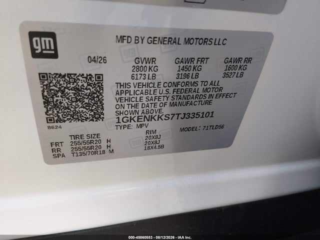 2026 Gmc Acadia Elevation Fwd მანქანა იყიდება აუქციონზე, vin: 1GKENKKS7TJ335101, აუქციონის ნომერი: 45860553