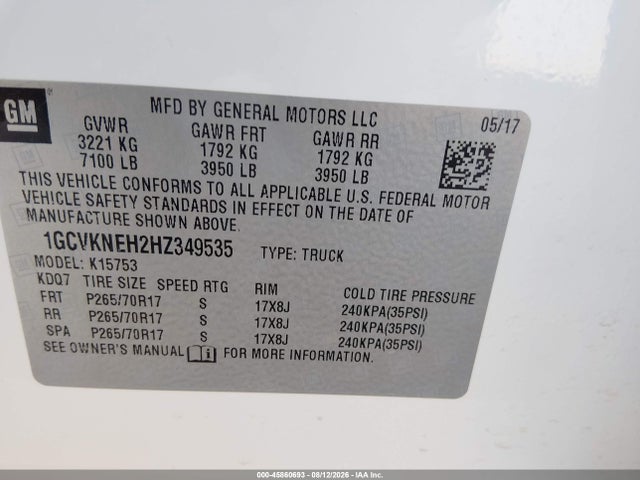 1GCVKNEH2HZ349535 Chevrolet Silverado 1500 Work Truck
