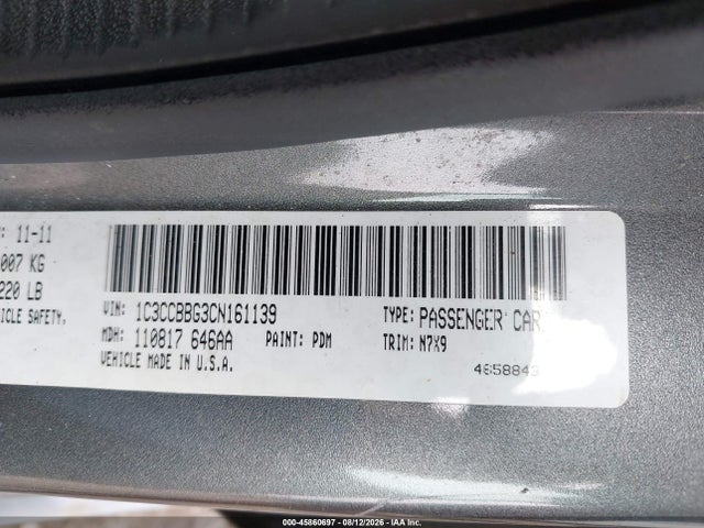 45860697 :رقم المزاد ، 1C3CCBBG3CN161139 vin ، 2012 Chrysler 200 Touring مزاد بيع
