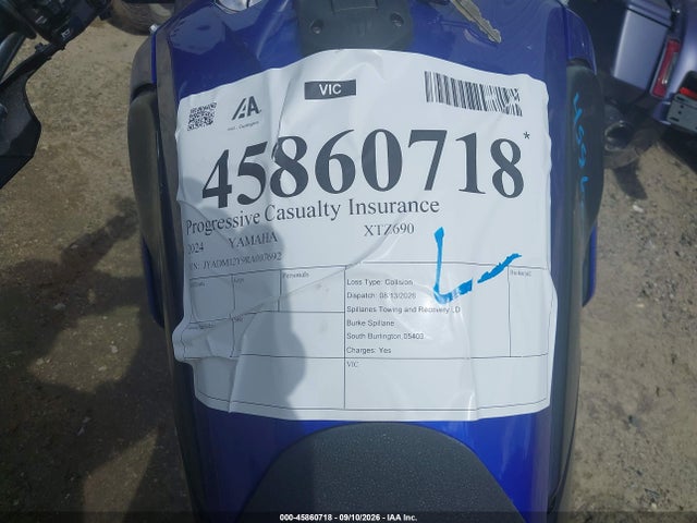 Aukcja sprzedaży 2024 Yamaha Xtz690, vin: JYADM12Y9RA007692, numer aukcji: 45860718