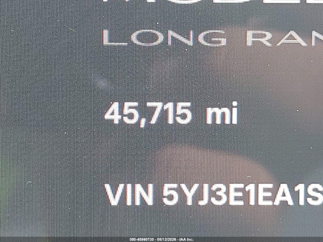Продаж на аукціоні авто 2025 Tesla Model 3 Long Range Rear-wheel Drive/standard Rear-wheel Drive, vin: 5YJ3E1EA1SF980008, номер лоту: 45860730