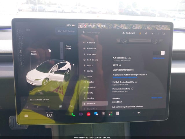 Продаж на аукціоні авто 2025 Tesla Model 3 Long Range Rear-wheel Drive/standard Rear-wheel Drive, vin: 5YJ3E1EA1SF980008, номер лоту: 45860730