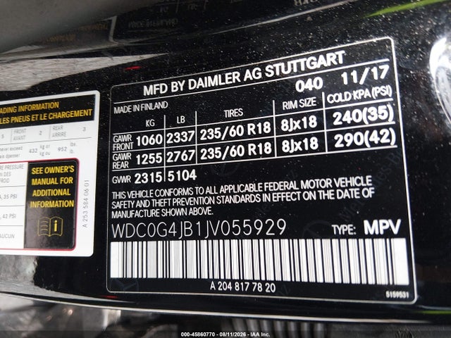 Продажа на аукционе авто 2018 Mercedes-benz Glc 300, vin: WDC0G4JB1JV055929, номер лота: 45860770