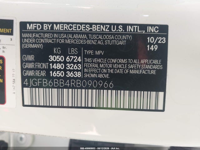 Aukcja sprzedaży 2024 Mercedes-benz Amg Gle 53 4matic+, vin: 4JGFB6BB4RB090966, numer aukcji: 45860803