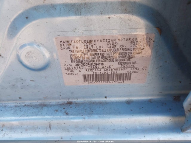 Nissan Versa Note S (sr)/s Plus/sl/sr/sv 2015 3N1CE2CP4FL394118 Image 9