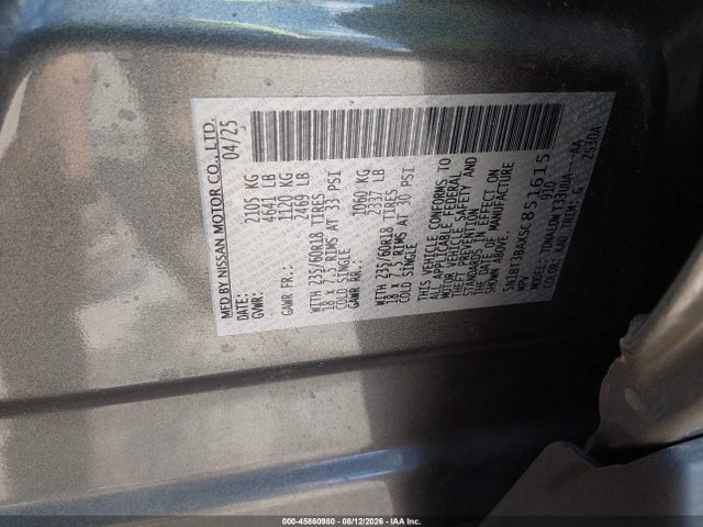 2025 Nissan Rogue Sv Fwd მანქანა იყიდება აუქციონზე, vin: 5N1BT3BAXSC851615, აუქციონის ნომერი: 45860980