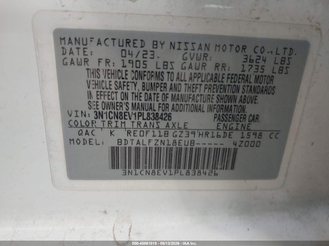 3N1CN8EV1PL838426 Nissan Versa 1.6 Sv Xtronic Cvt