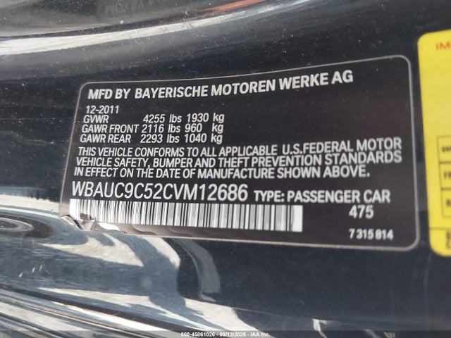 Aukcja sprzedaży 2012 Bmw 135i, vin: WBAUC9C52CVM12686, numer aukcji: 45861026