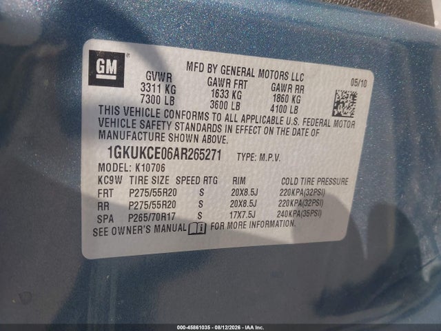 Продаж на аукціоні авто 2010 Gmc Yukon Slt, vin: 1GKUKCE06AR265271, номер лоту: 45861035