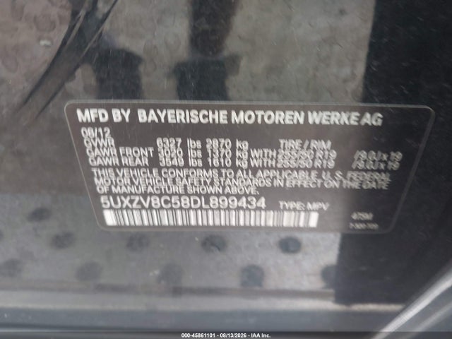 Продажа на аукционе авто 2013 Bmw X5 Xdrive50i, vin: 5UXZV8C58DL899434, номер лота: 45861101