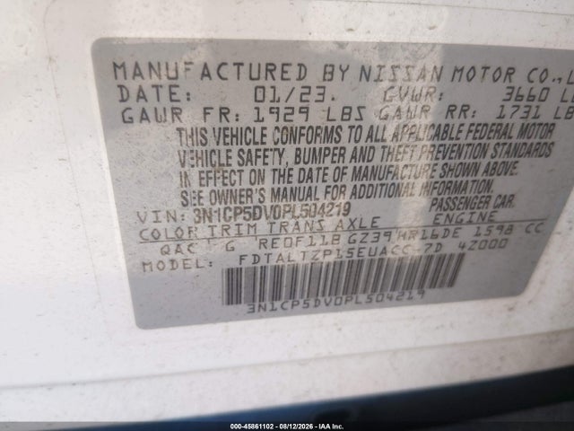 Aukcja sprzedaży 2023 Nissan Kicks Sr Xtronic Cvt, vin: 3N1CP5DV0PL504219, numer aukcji: 45861102