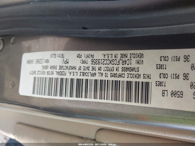 Aukcja sprzedaży 2012 Jeep Grand Cherokee Overland, vin: 1C4RJFCGXCC219356, numer aukcji: 45861229