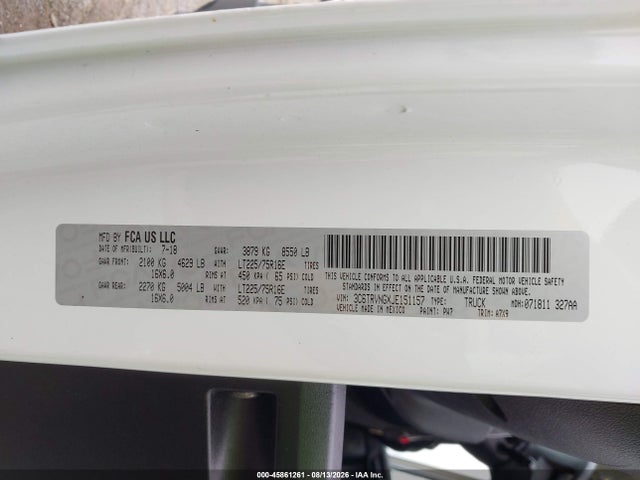 Продажа на аукционе авто 2018 Ram Promaster 1500 Low Roof 118 Wb, vin: 3C6TRVNGXJE151157, номер лота: 45861261