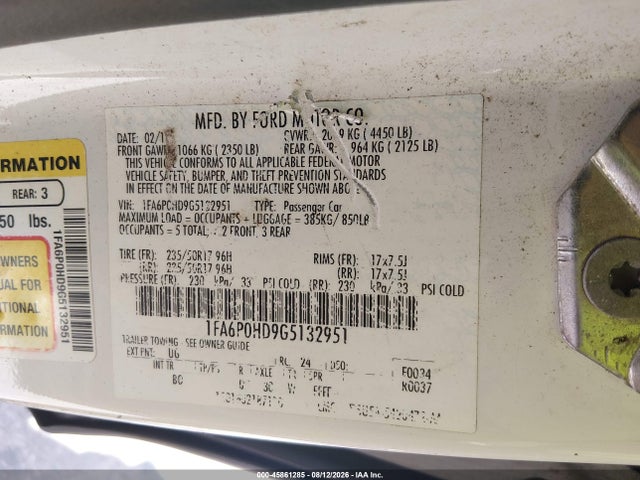 1FA6P0HD9G5132951 Ford FUSION SE