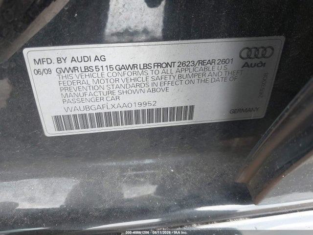 45861286 :رقم المزاد ، WAUBGAFLXAA019952 vin ، 2010 Audi S4 3.0 Premium Plus مزاد بيع
