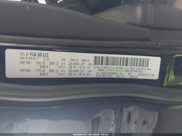 Продаж на аукціоні авто 2016 Dodge Durango Limited, vin: 1C4RDJDG7GC440721, номер лоту: 45861373
