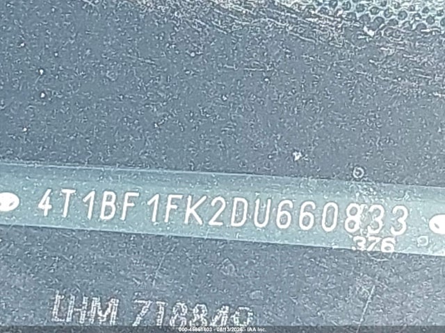 2013 Toyota Camry Se მანქანა იყიდება აუქციონზე, vin: 4T1BF1FK2DU660833, აუქციონის ნომერი: 45861403
