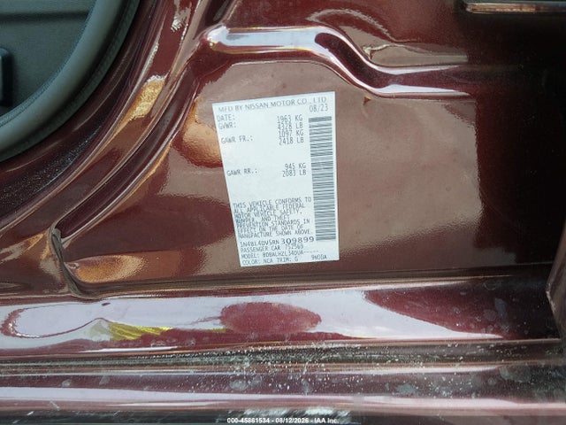 Продажа на аукционе авто 2024 Nissan Altima Sv Fwd, vin: 1N4BL4DV5RN309899, номер лота: 45861534