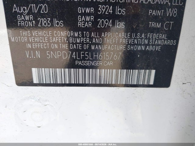 Hyundai ELANTRA SE 2020 5NPD74LF5LH615767 Image 9