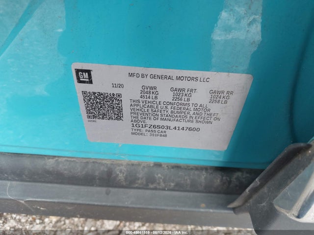 1G1FZ6S03L4147600 Chevrolet Bolt Ev Fwd Premier