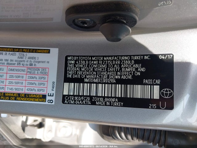Продаж на аукціоні авто 2018 Toyota C-hr Xle Premium, vin: NMTKHMBX3JR012904, номер лоту: 45861572