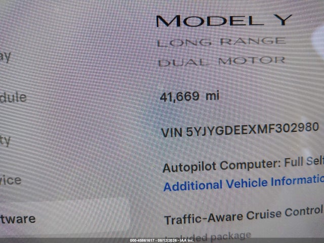 Tesla Model Y Long Range Dual Motor All-wheel Drive 2021 5YJYGDEEXMF302980 Image 15